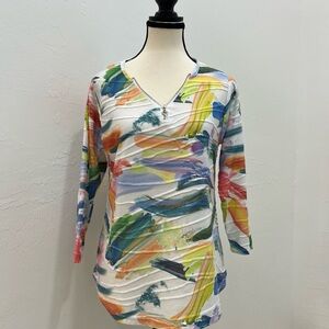 Cubism Women Top Boho Size M Colorful Fun Textured Artsy‎